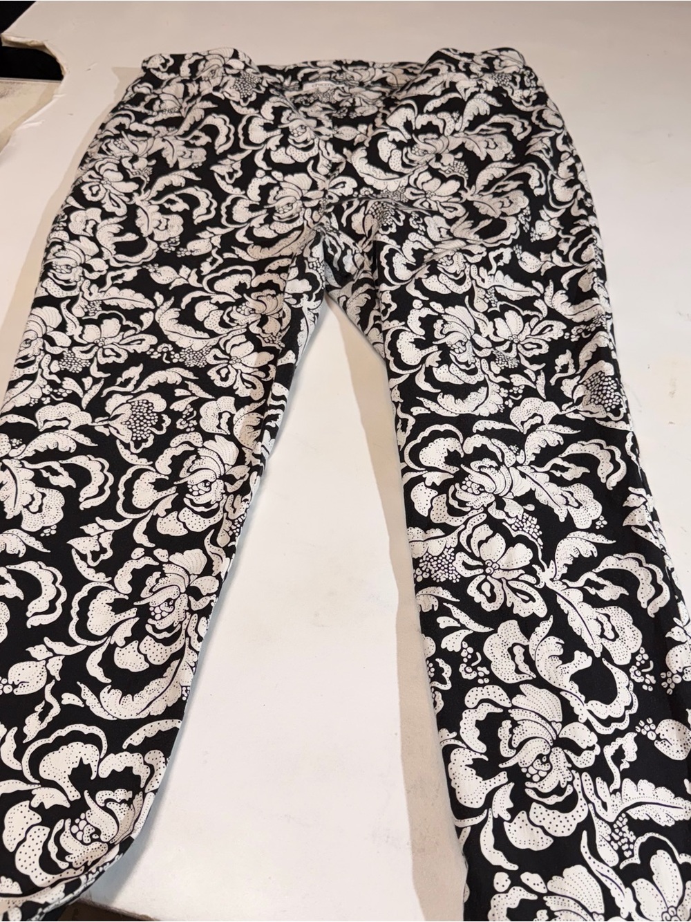 Chico's Black and White Floral Chinos